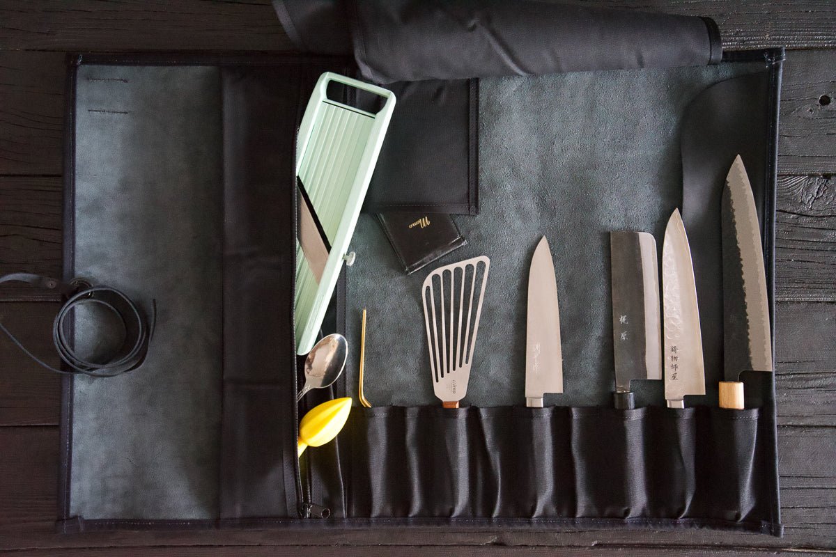 Black Leather Knife Roll - Valentich Goods