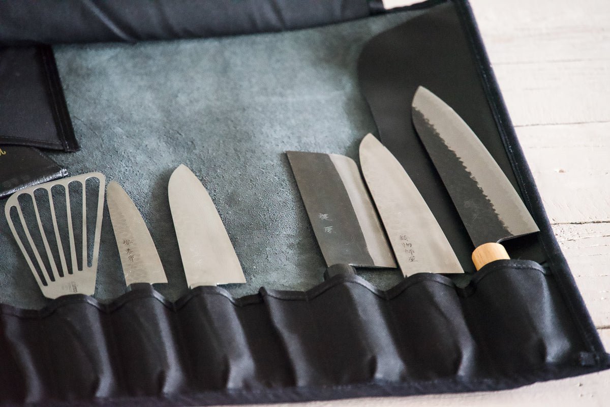 Black Leather Knife Roll - Valentich Goods