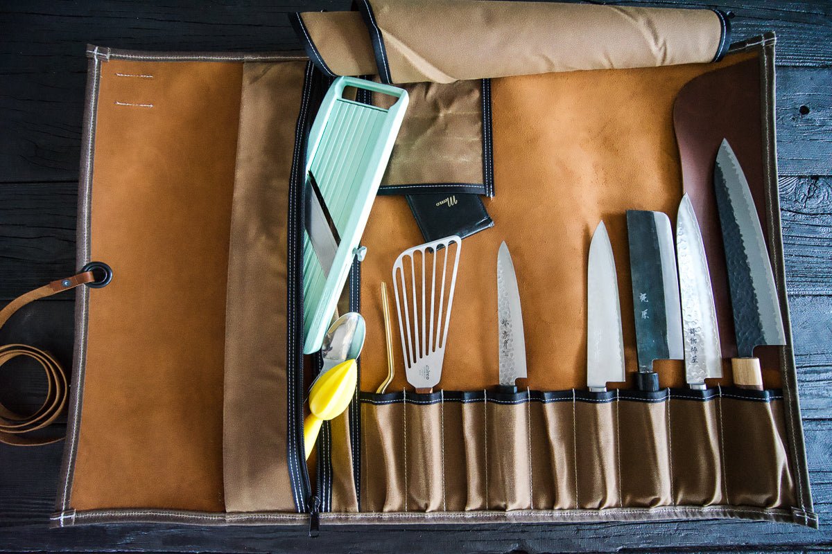 Brown Cognac Leather Knife Roll - Valentich Goods #color_cognac