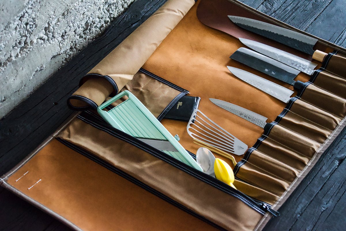 Brown Cognac Leather Knife Roll - Valentich Goods