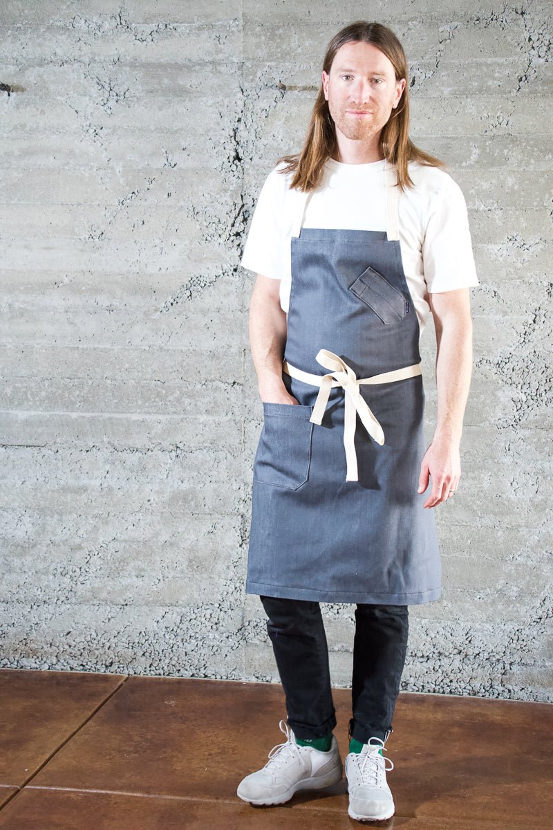 Cobalt Grey Japanese Denim Chef Apron - Valentich Goods