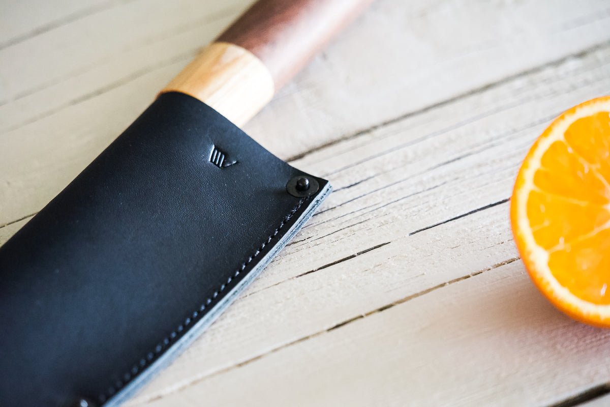 Leather Chef Knife Sheath/Saya - Black - 240mm - Valentich Goods