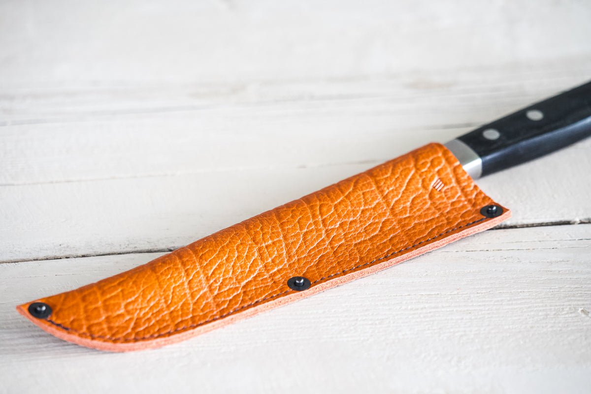 Leather Chef Knife Sheath/Saya - Cognac - 180mm - Valentich Goods