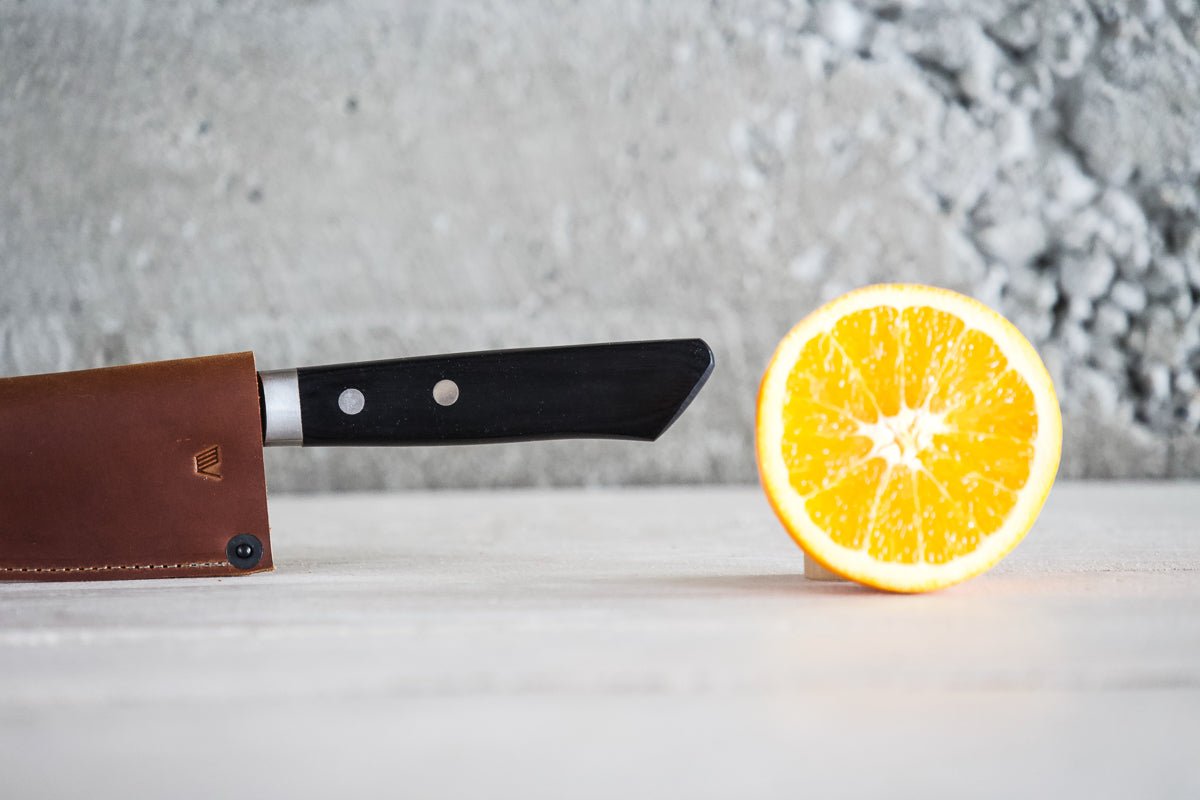 Leather Chef Knife Sheath/Saya - Cognac - 180mm - Valentich Goods