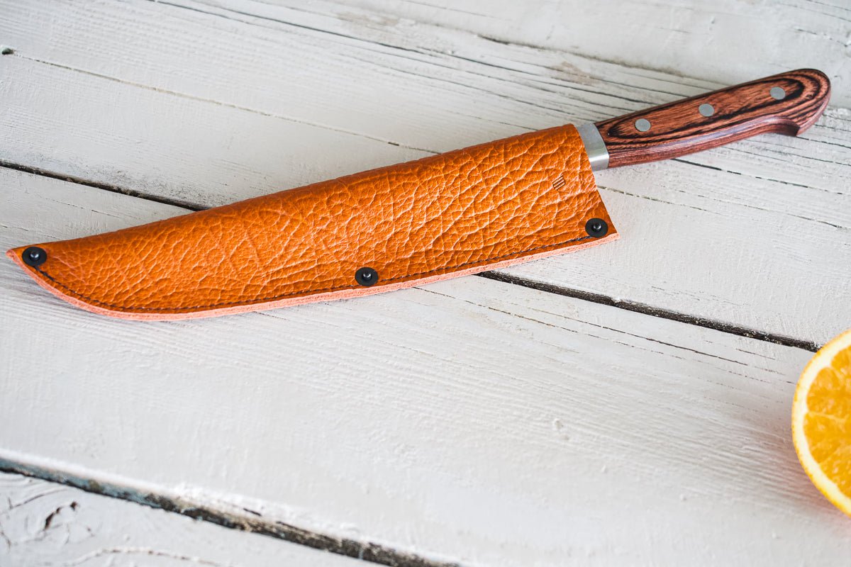 Leather Chef Knife Sheath/Saya - Cognac - 210mm - Valentich Goods