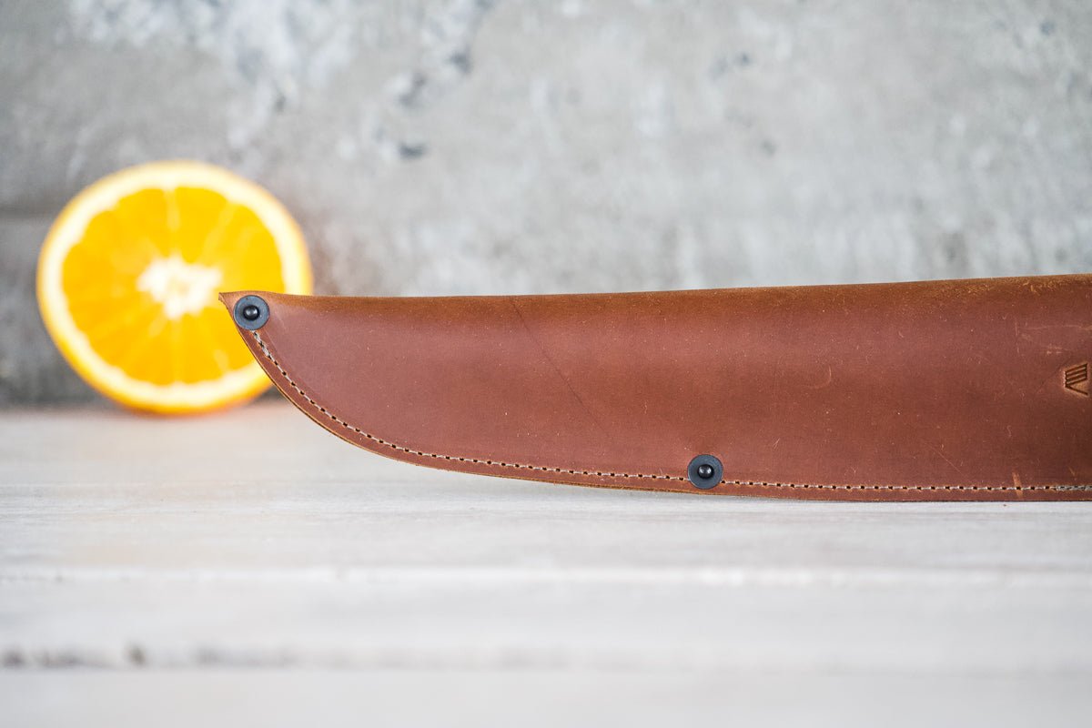 Leather Chef Knife Sheath/Saya - Cognac - 210mm - Valentich Goods