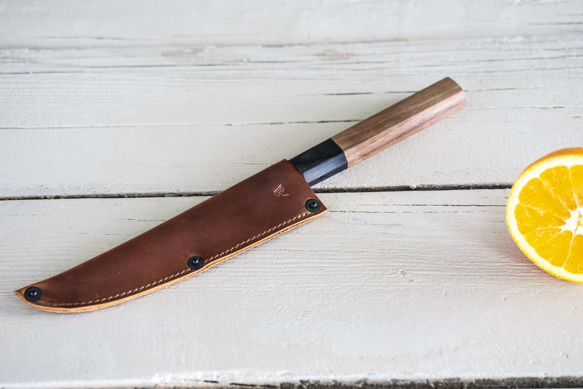 Leather Petty Knife Sheath/Saya - Cognac - 150mm - Valentich Goods