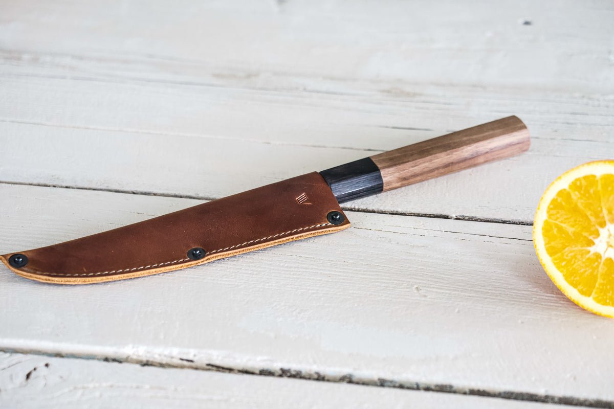Leather Petty Knife Sheath/Saya - Cognac - 150mm - Valentich Goods
