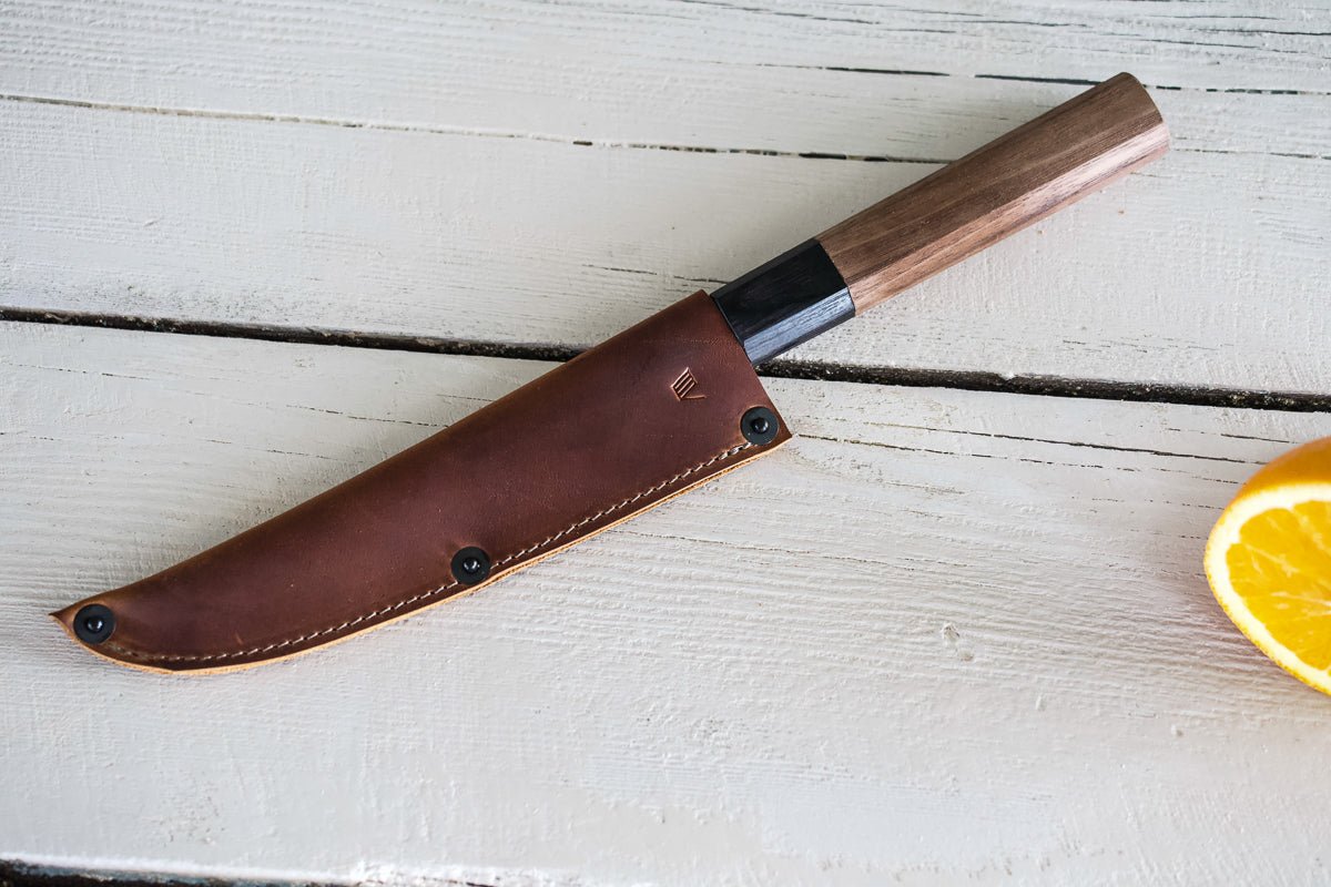 Leather Petty Knife Sheath/Saya - Cognac - 150mm - Valentich Goods