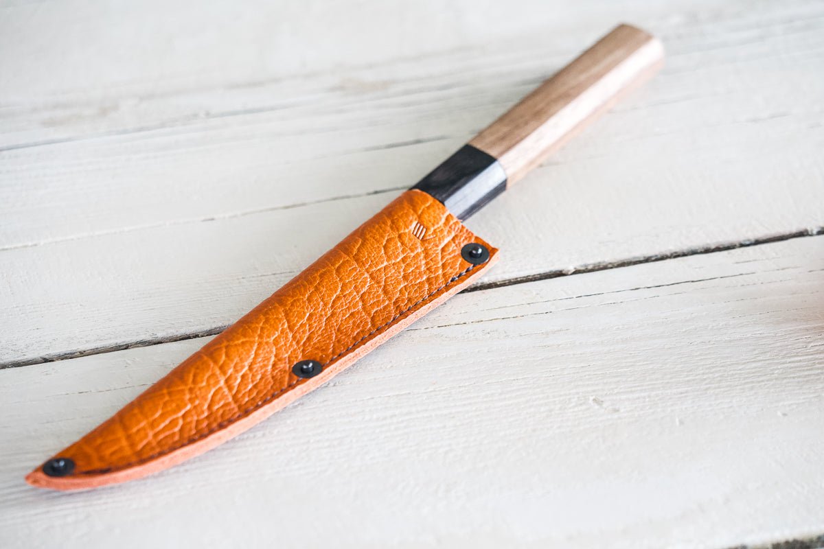 Leather Petty Knife Sheath/Saya - Orange - 150mm - Valentich Goods