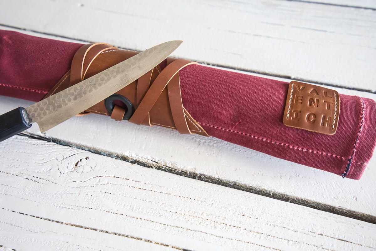 Mini Knife Roll - Burgundy - Valentich Goods