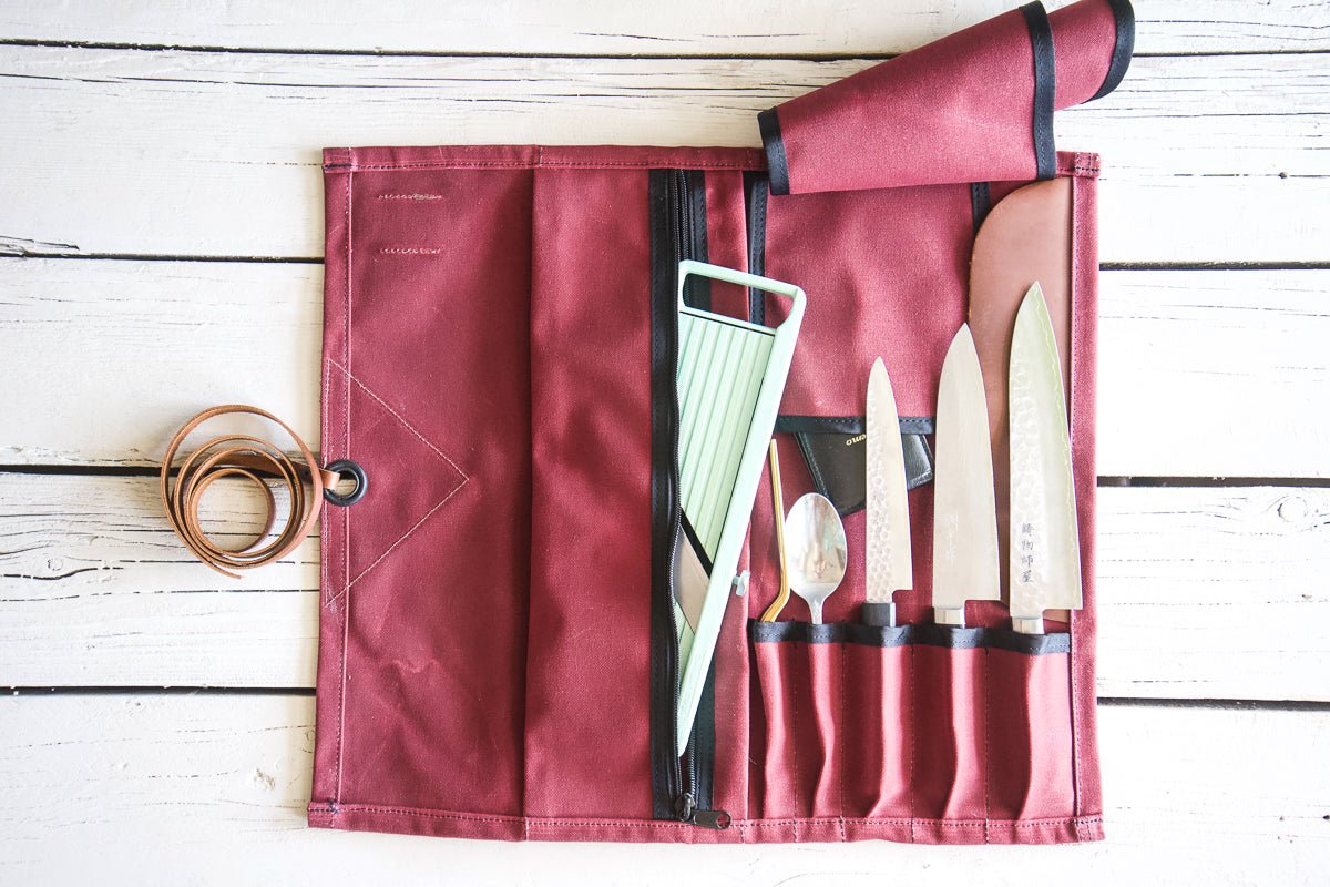 Mini Knife Roll - Burgundy - Valentich Goods