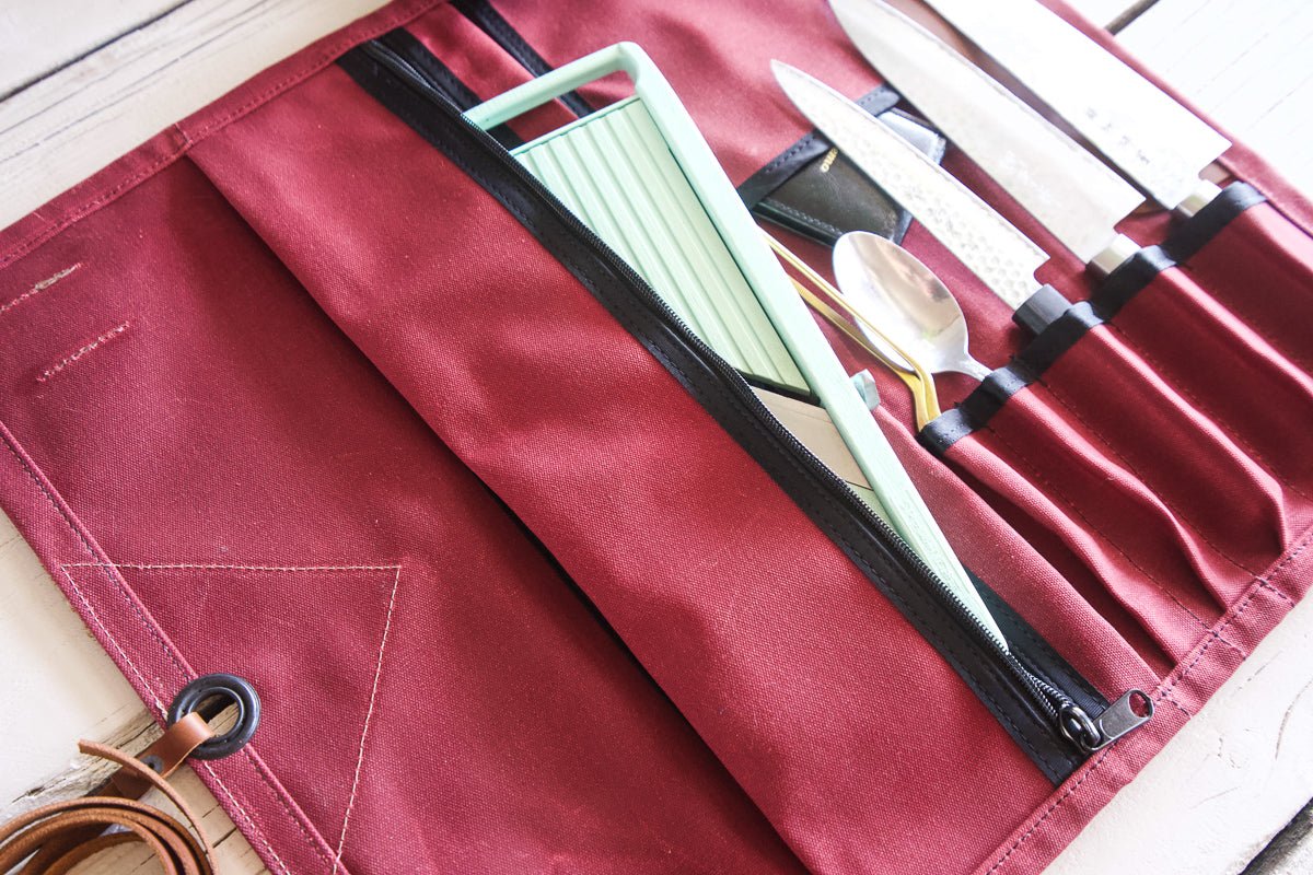 Mini Knife Roll - Burgundy - Valentich Goods
