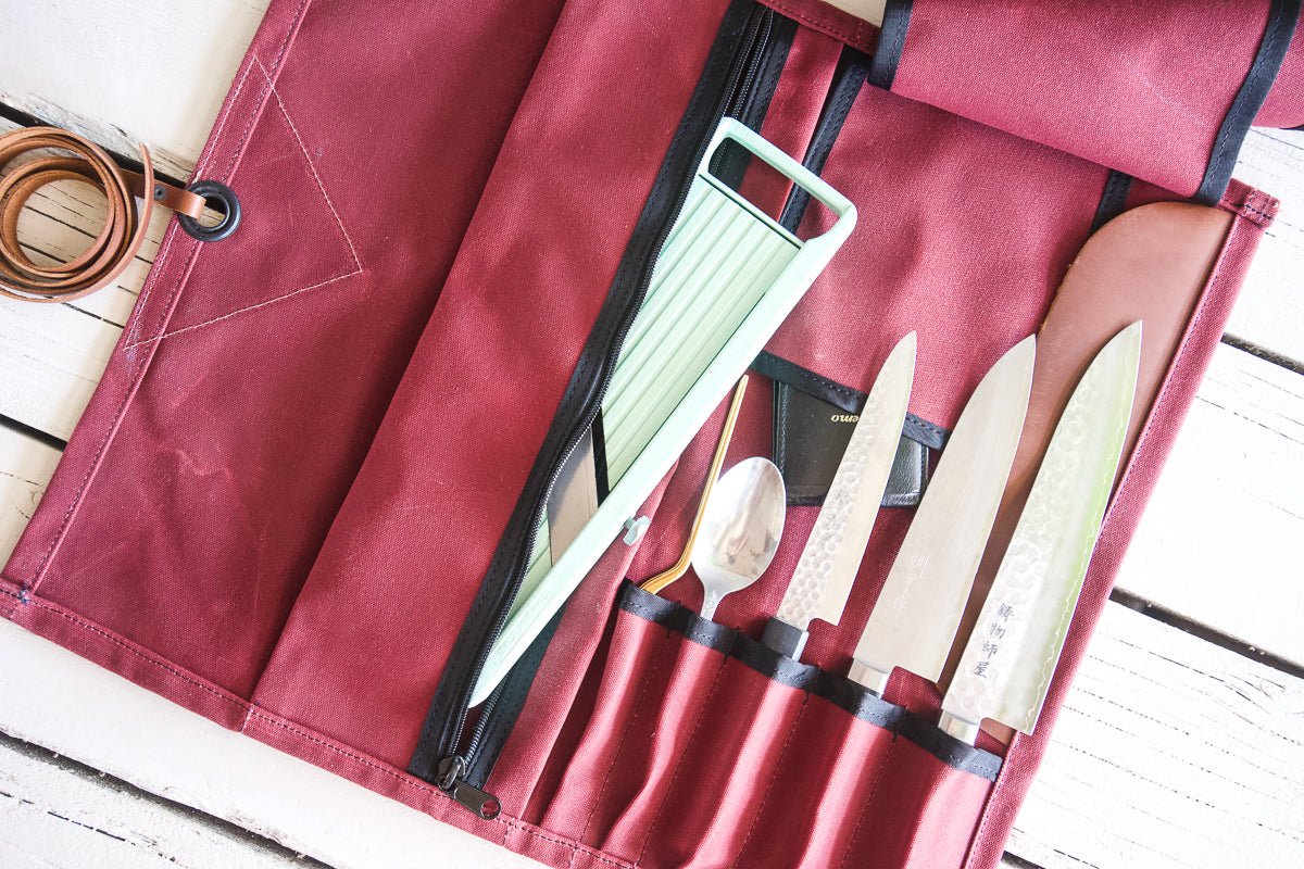 Mini Knife Roll - Burgundy - Valentich Goods