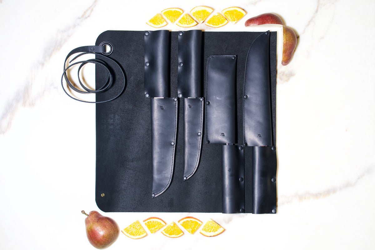4X Full Leather Knife Roll - Valentich Goods #color_black