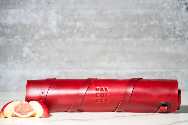 4X Full Leather Knife Roll - Valentich Goods #color_ruby