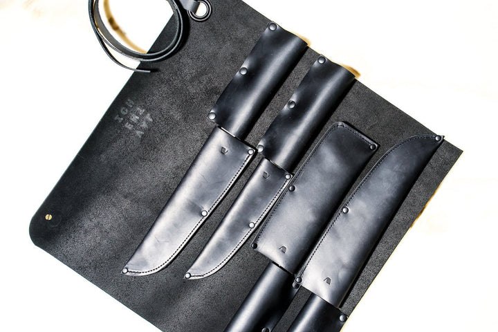 4X Full Leather Knife Roll - Valentich Goods #color_black