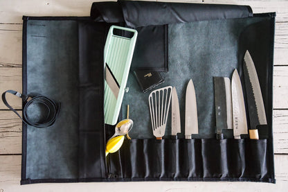 Black Leather Knife Roll - Valentich Goods