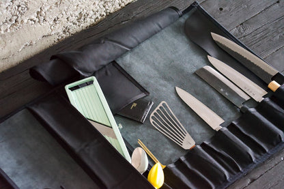 Black Leather Knife Roll - Valentich Goods