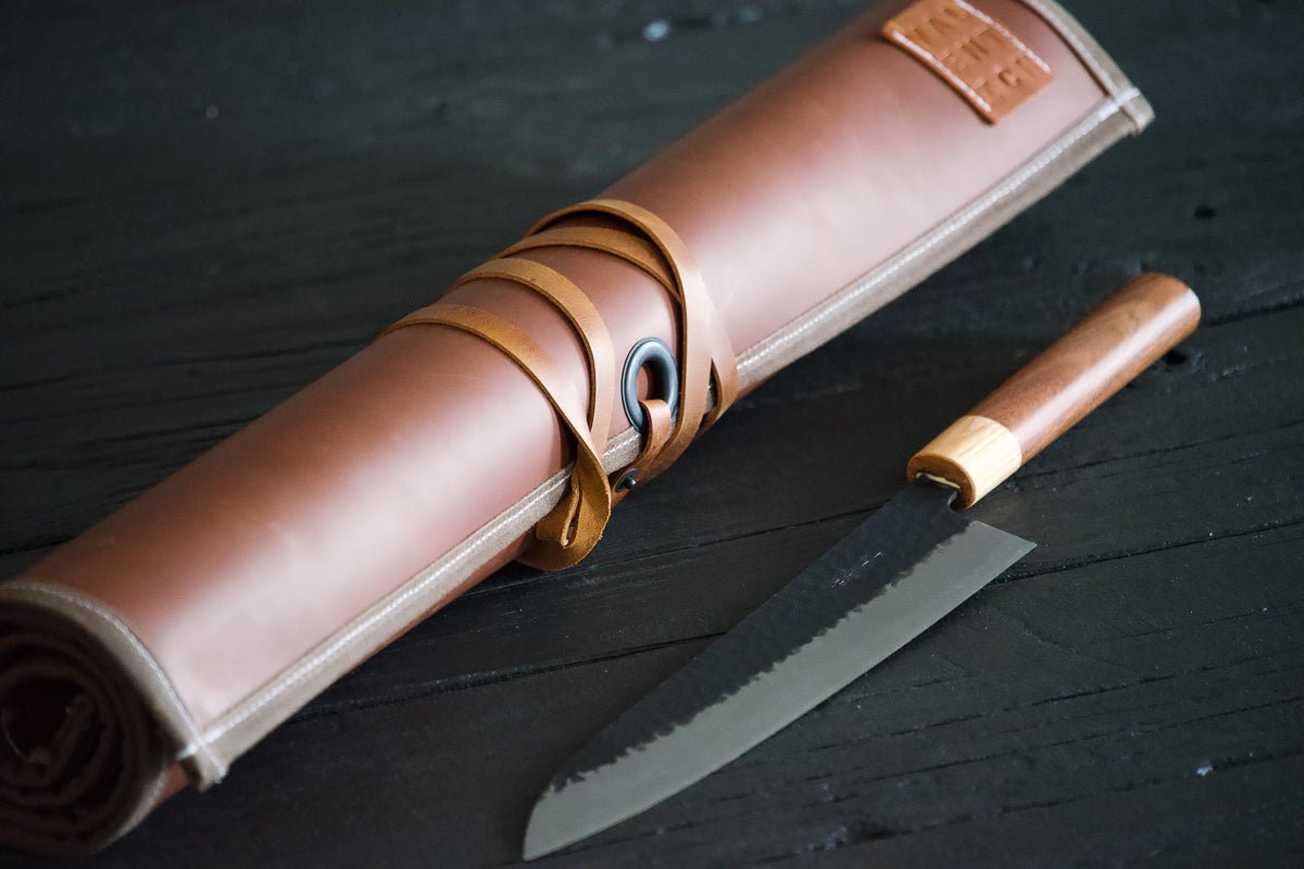 Brown Cognac Leather Knife Roll - Valentich Goods #color_cognac