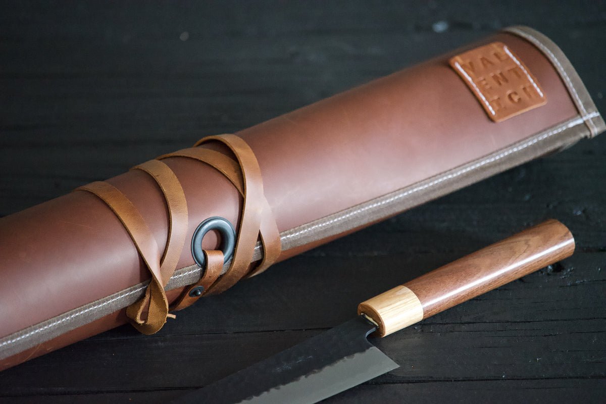 Brown Cognac Leather Knife Roll - Valentich Goods #color_cognac