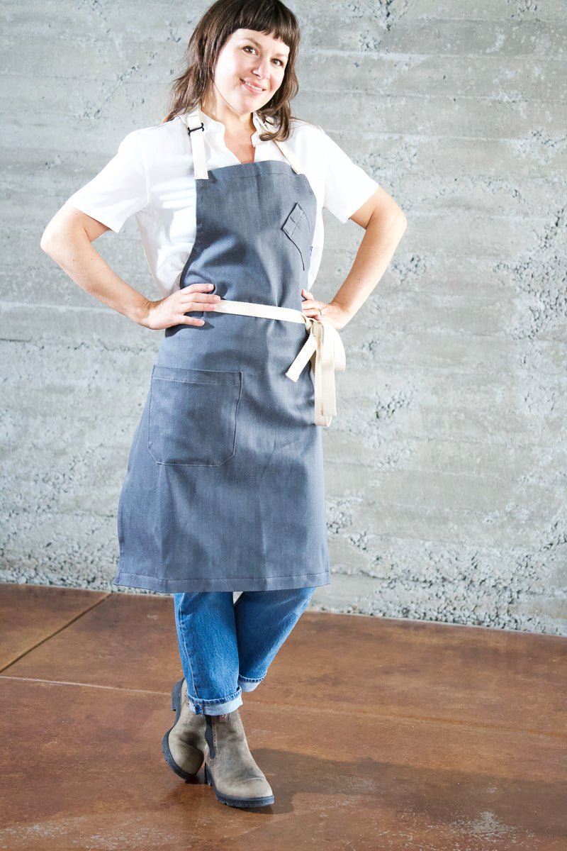 Cobalt Grey Japanese Denim Chef Apron - Valentich Goods