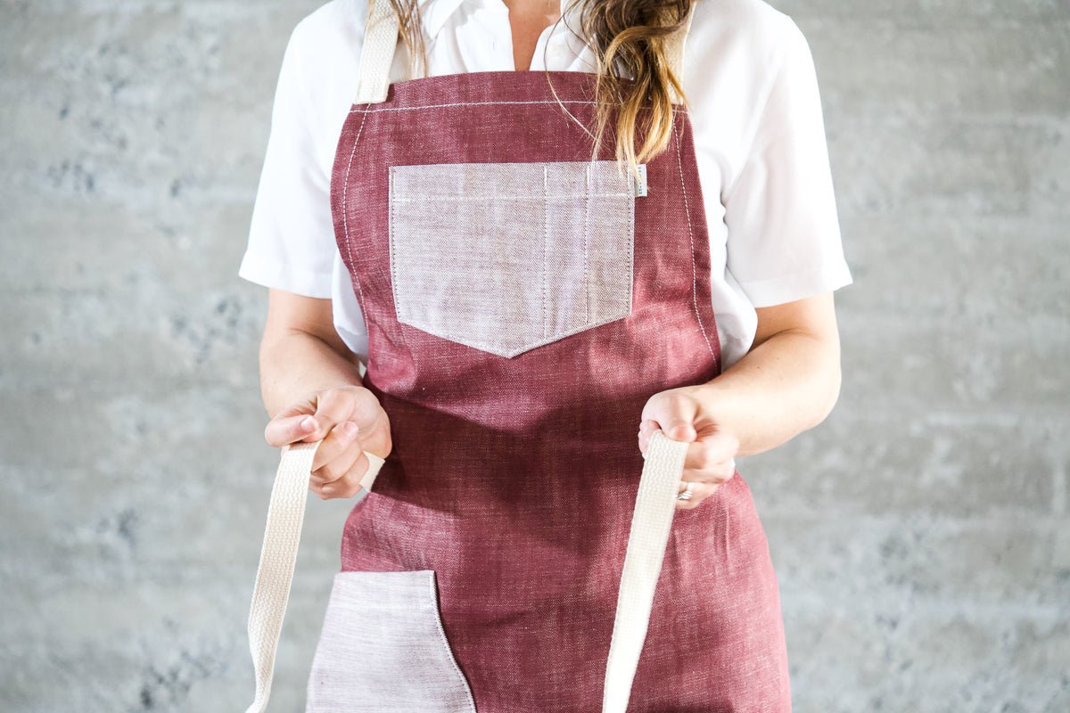 Deluxe Chef Apron - Burgundy - Valentich Goods