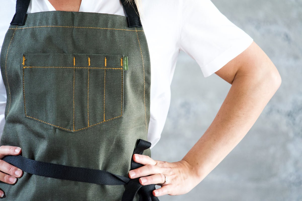 Deluxe Chef Apron - Olive - Valentich Goods