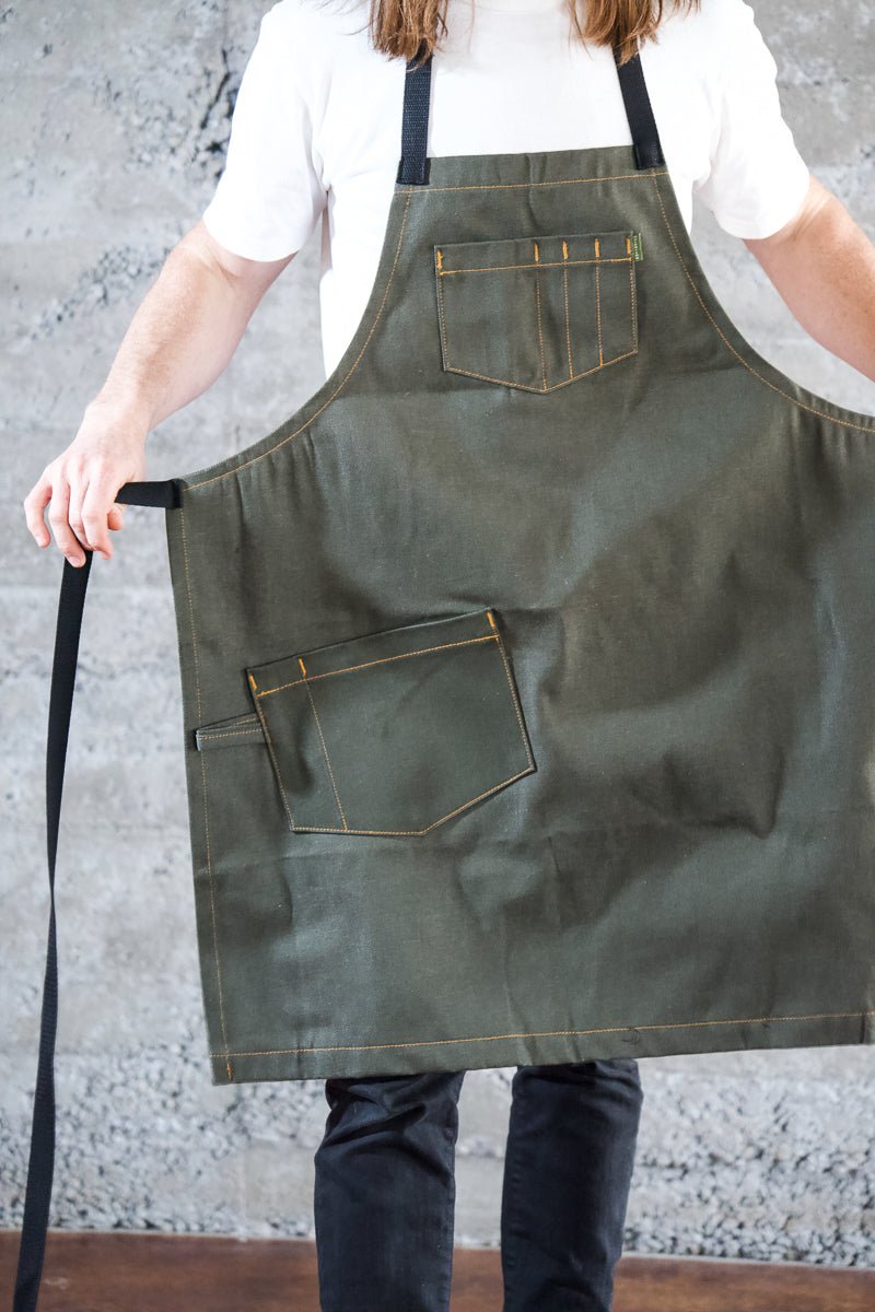 Deluxe Chef Apron - Olive - Valentich Goods