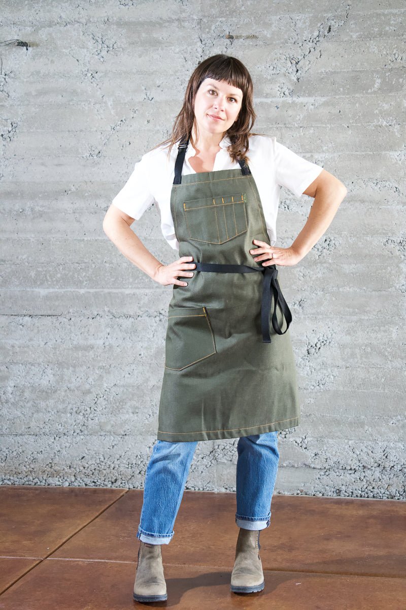 Deluxe Chef Apron - Olive - Valentich Goods