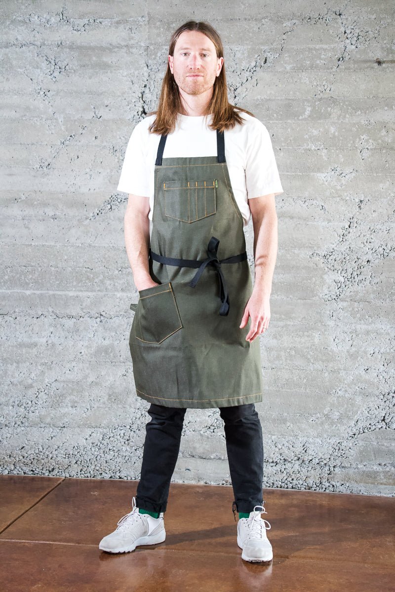 Deluxe Chef Apron - Olive - Valentich Goods