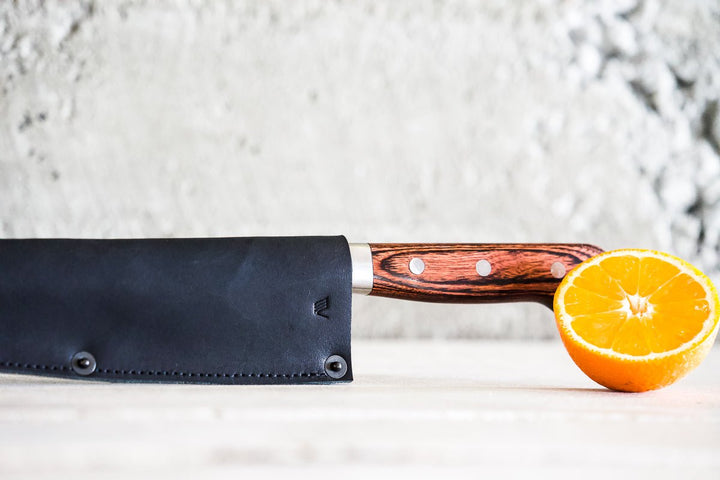 Leather Chef Knife Sheath/Saya - Black - 210mm - Valentich Goods