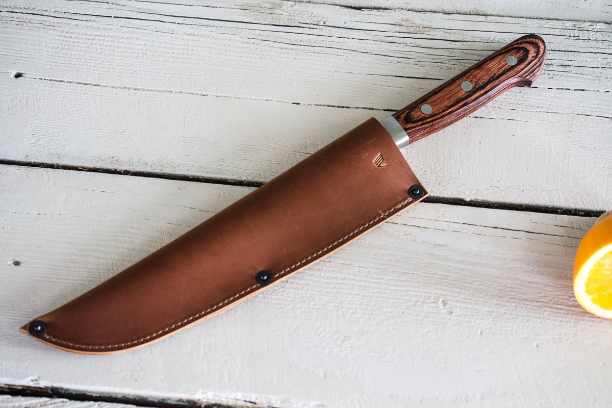Leather Chef Knife Sheath/Saya - Black - 210mm - Valentich Goods