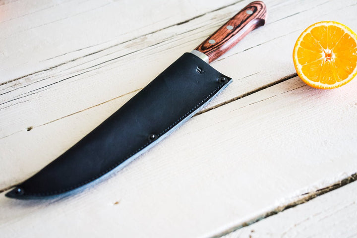 Leather Chef Knife Sheath/Saya - Black - 210mm - Valentich Goods
