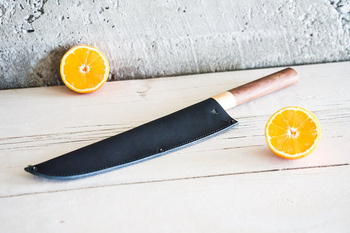 Leather Chef Knife Sheath/Saya - Black - 240mm - Valentich Goods #color_black