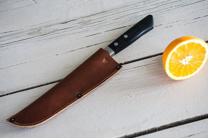 Leather Chef Knife Sheath/Saya - Cognac - 180mm - Valentich Goods