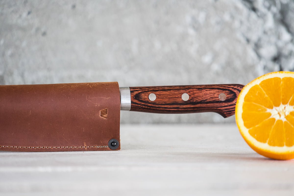 Leather Chef Knife Sheath/Saya - Cognac - 210mm - Valentich Goods