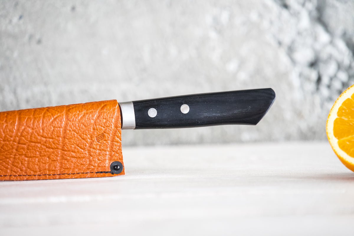 Leather Chef Knife Sheath/Saya - Orange - 180mm - Valentich Goods