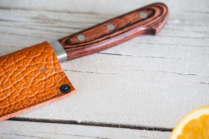 Leather Chef Knife Sheath/Saya - Orange - 210mm - Valentich Goods