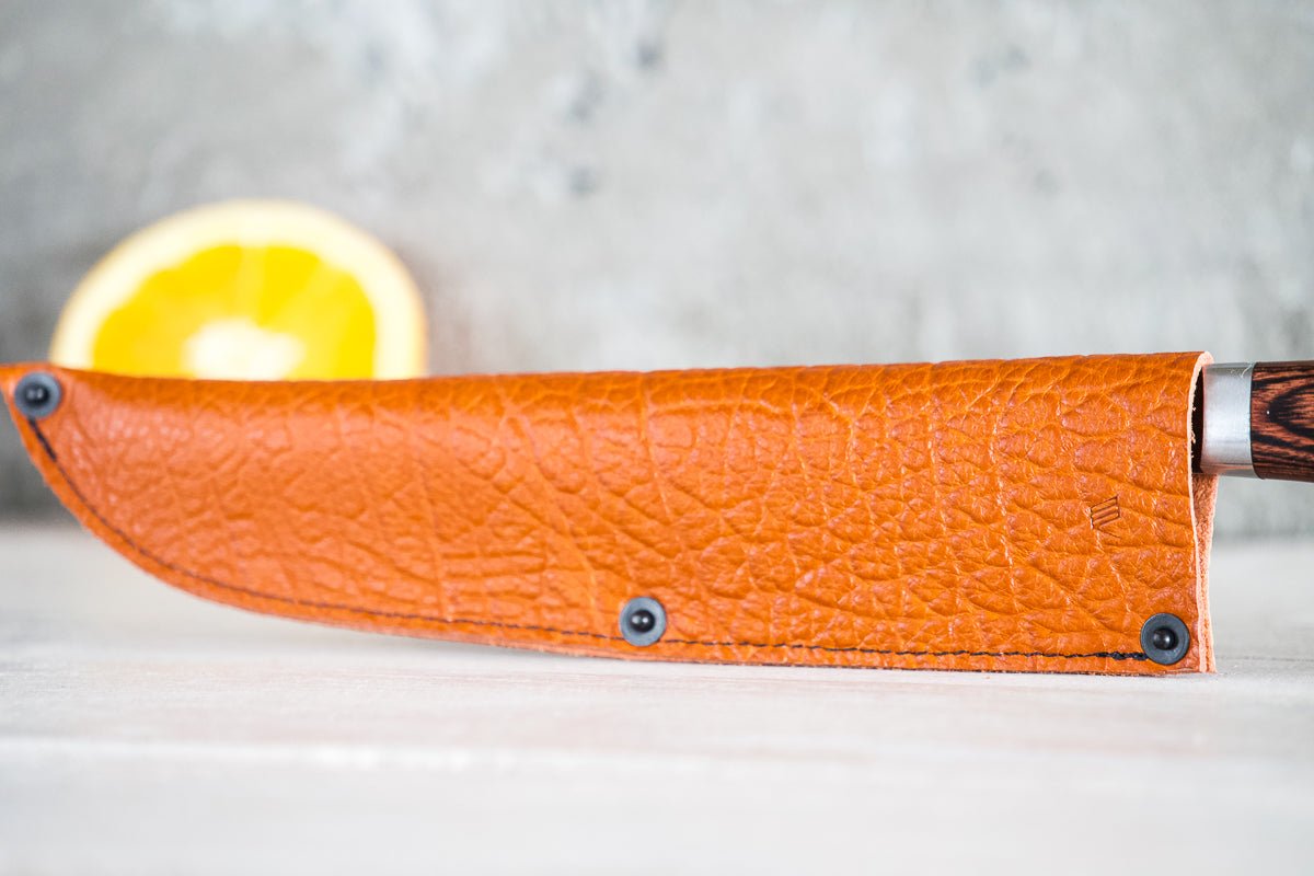 Leather Chef Knife Sheath/Saya - Orange - 210mm - Valentich Goods