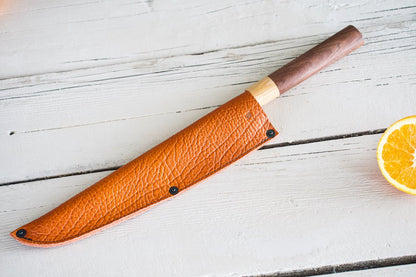 Leather Chef Knife Sheath/Saya - Orange - 240mm - Valentich Goods