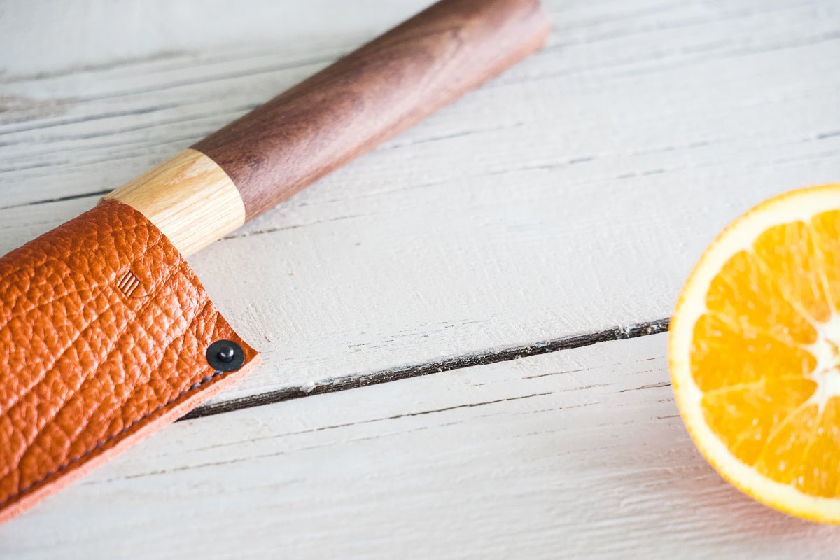 Leather Chef Knife Sheath/Saya - Orange - 240mm - Valentich Goods