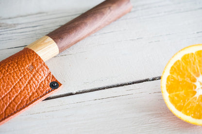 Leather Chef Knife Sheath/Saya - Orange - 240mm - Valentich Goods