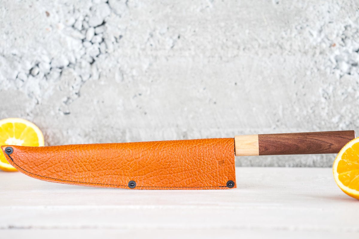 Leather Chef Knife Sheath/Saya - Orange - 240mm - Valentich Goods