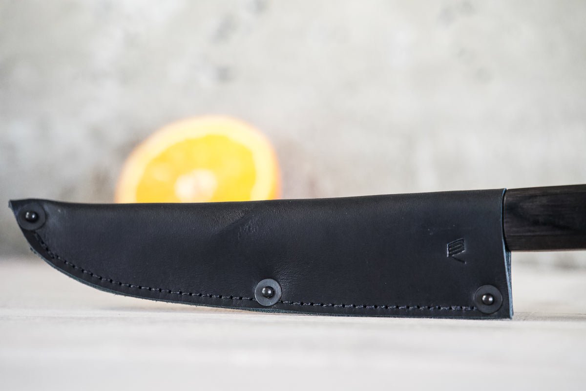 Leather Petty Knife Sheath/Saya - Black - 150mm - Valentich Goods