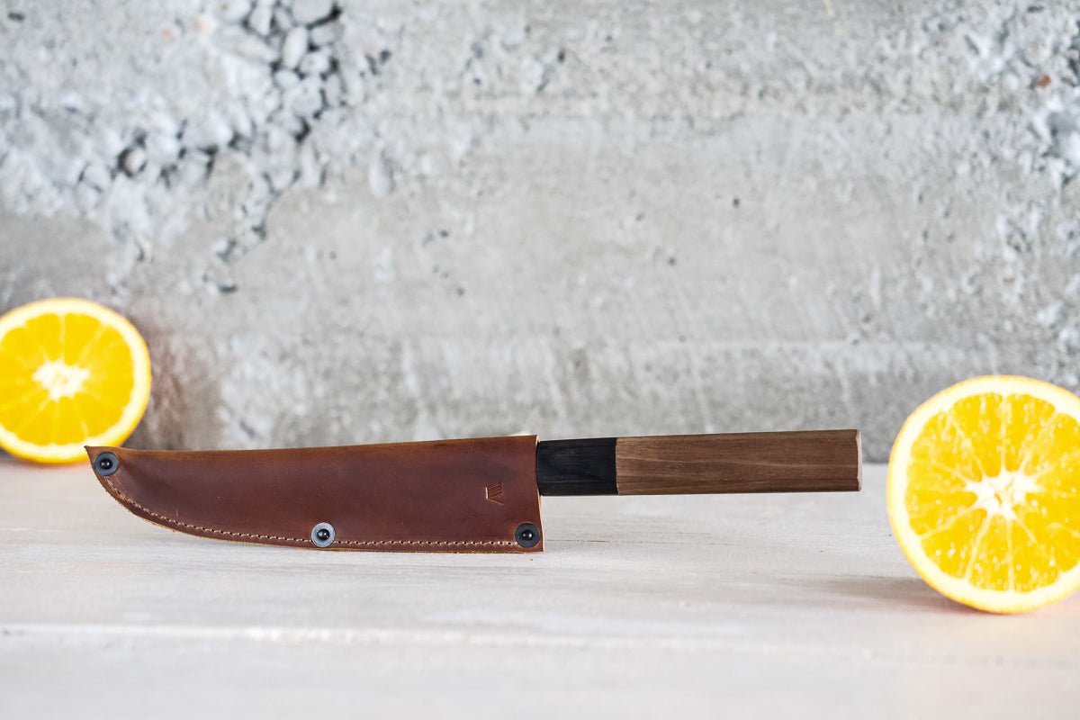 Leather Petty Knife Sheath/Saya - Cognac - 150mm - Valentich Goods