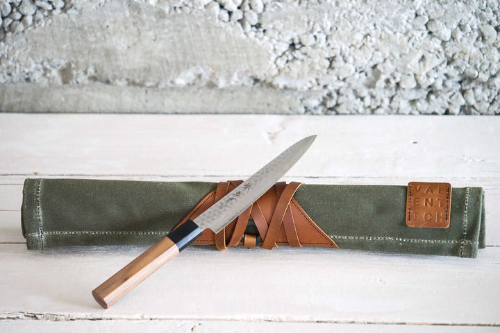Mini Waxed Canvas Knife Roll - Valentich Goods #color_artichoke