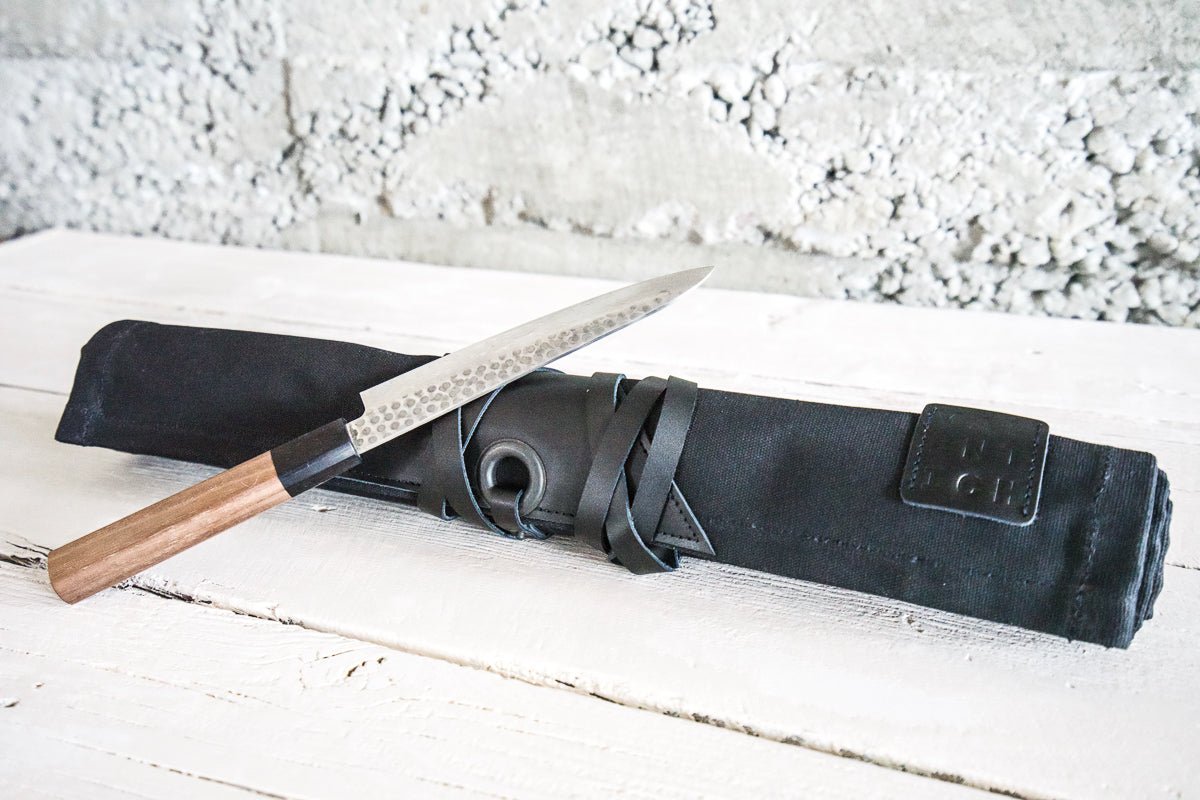 Mini Waxed Canvas Knife Roll - Valentich Goods #color_black