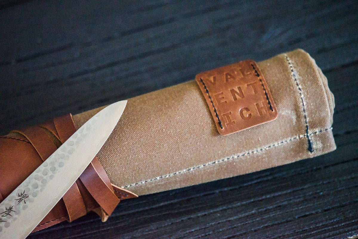 Mini Waxed Canvas Knife Roll - Valentich Goods #color_field-tan