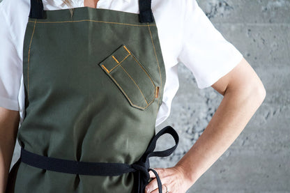 Olive Green Chef Apron - Valentich Goods